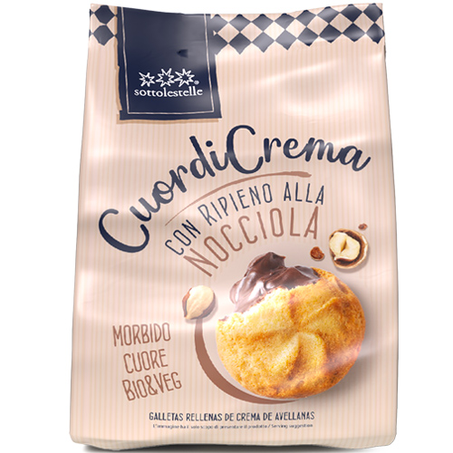 Vegan Μπισκότα με Γέμιση Κρέμας Φουντουκιού 'Cuordi Crema' (200γρ) Sottolestelle