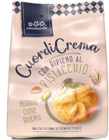 Vegan Μπισκότα με Γέμιση Κρέμας Φιστικιού 'Cuordi Crema' (200γρ) Sottolestelle