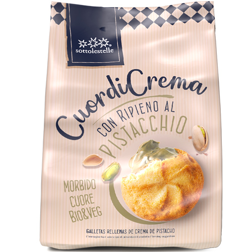 Vegan Μπισκότα με Γέμιση Κρέμας Φιστικιού 'Cuordi Crema' (200γρ) Sottolestelle