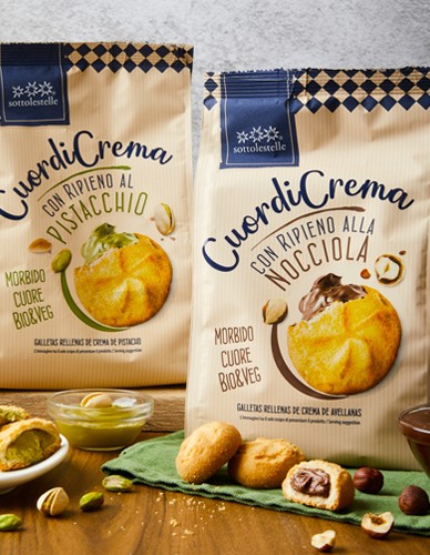 Vegan Μπισκότα με Γέμιση Κρέμας Φιστικιού 'Cuordi Crema' (200γρ) Sottolestelle