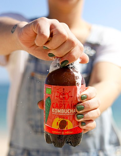 Κομπούχα γεύση 'Ροδάκινο' (400ml) Captain Kombucha