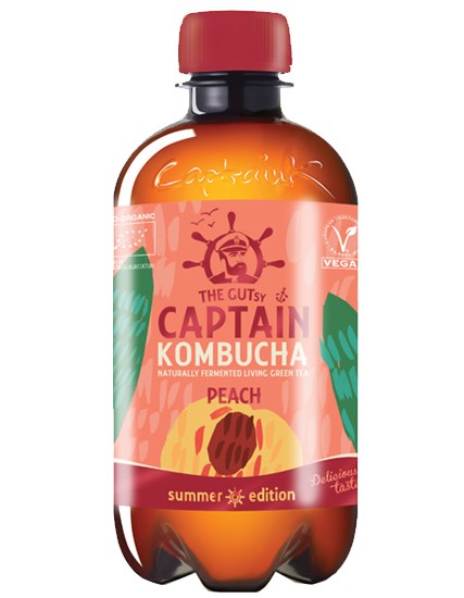 Κομπούχα γεύση 'Ροδάκινο' (400ml) Captain Kombucha