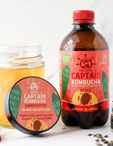 Κομπούχα γεύση 'Ροδάκινο' (400ml) Captain Kombucha