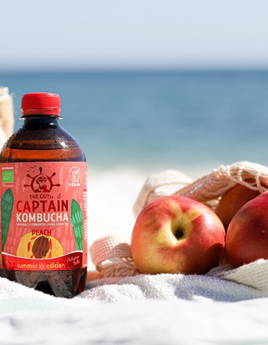 Κομπούχα γεύση 'Ροδάκινο' (400ml) Captain Kombucha