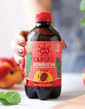 Κομπούχα γεύση 'Ροδάκινο' (400ml) Captain Kombucha