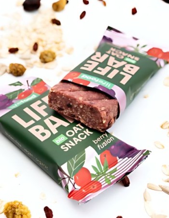 Vegan Μπάρα Βρώμης Μούρα 'Fusion Berry' Lifebar - Χωρίς Γλουτένη (40γρ) Lifefood