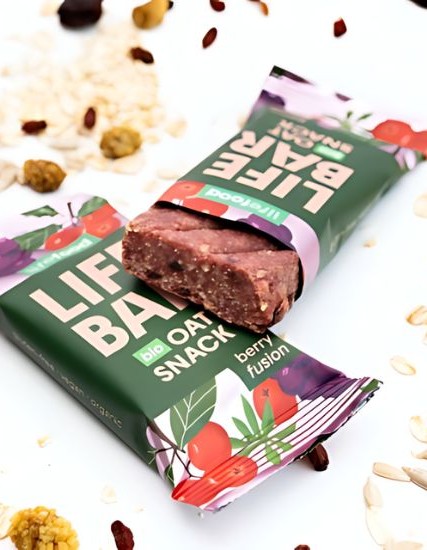 Vegan Μπάρα Βρώμης Μούρα 'Fusion Berry' Lifebar - Χωρίς Γλουτένη (40γρ) Lifefood