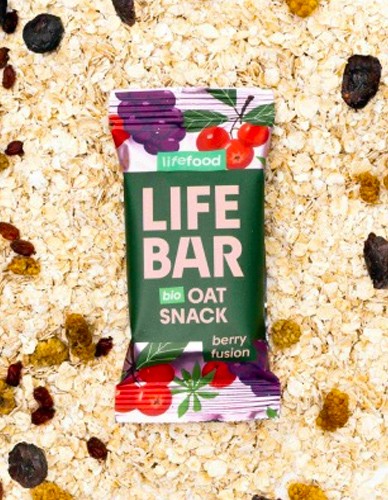 Vegan Μπάρα Βρώμης Μούρα 'Fusion Berry' Lifebar - Χωρίς Γλουτένη (40γρ) Lifefood