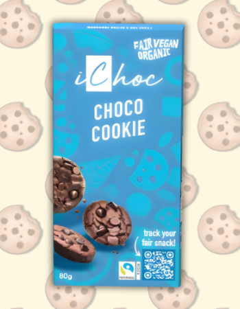 Vegan Σοκολάτα 'Μπισκότα με Κομμάτια Κακάο' (80γρ) iChoc