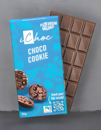 Vegan Σοκολάτα 'Μπισκότα με Κομμάτια Κακάο' (80γρ) iChoc