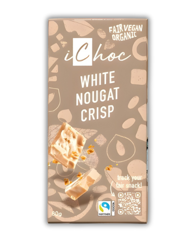 Vegan Λευκή Σοκολάτα 'Νουγκατίνα' (80γρ) iChoc