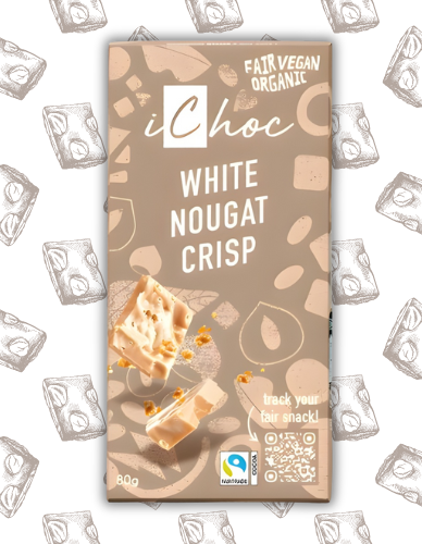 Vegan Λευκή Σοκολάτα 'Νουγκατίνα' (80γρ) iChoc