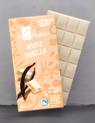 Vegan Λευκή Σοκολάτα 'Βανίλια Bourbon' (80γρ) iChoc