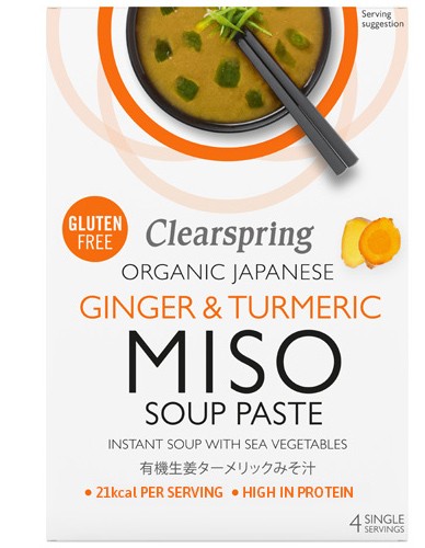 Σούπα Στιγμής με Πάστα Miso 'Τζίντζερ & Κουρκουμά' (4 μερίδες) Clearspring