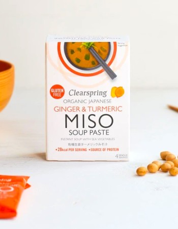 Σούπα Στιγμής με Πάστα Miso 'Τζίντζερ & Κουρκουμά' (4 μερίδες) Clearspring