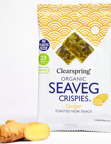 Τραγανό Σνακ από Φύκια Nori 'Seaveg Crispies' - Τζίντζερ (4γρ) Clearspring