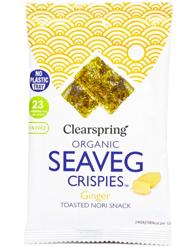 Τραγανό Σνακ από Φύκια Nori 'Seaveg Crispies' - Τζίντζερ (4γρ) Clearspring