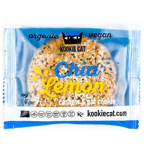 Vegan Μπισκότο Βρώμης-Κάσιους με Chia & Λεμόνι (50γρ) Kookie Cat