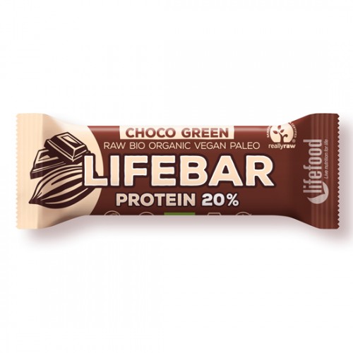 Ωμή Vegan Μπάρα Πρωτεΐνης 'Σοκολάτα' Lifebar - Χωρίς Γλουτένη/Ζάχαρη (47γρ) Lifefood