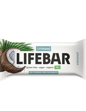 Vegan Μπάρα Ενέργειας 'Καρύδα' Lifebar - Χωρίς Γλουτένη/Ζάχαρη (40γρ) Lifefood