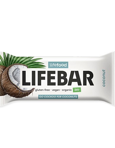 Vegan Μπάρα Ενέργειας 'Καρύδα' Lifebar - Χωρίς Γλουτένη/Ζάχαρη (40γρ) Lifefood