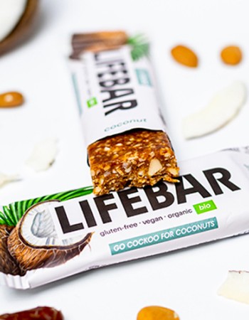 Vegan Μπάρα Ενέργειας 'Καρύδα' Lifebar - Χωρίς Γλουτένη/Ζάχαρη (40γρ) Lifefood
