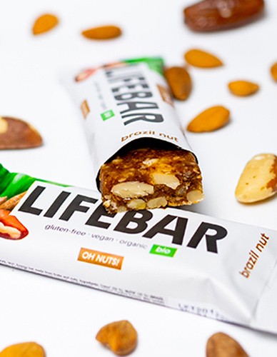 Vegan Μπάρα Ενέργειας 'Καρύδια Βραζιλίας' Lifebar - Χωρίς Γλουτένη/Ζάχαρη (40γρ) Lifefood
