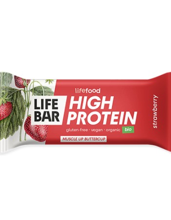 Vegan Μπάρα 'Πρωτεΐνης Φράουλα' Lifebar - Χωρίς Γλουτένη/Ζάχαρη (40γρ) Lifefood