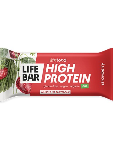 Vegan Μπάρα 'Πρωτεΐνης Φράουλα' Lifebar - Χωρίς Γλουτένη/Ζάχαρη (40γρ) Lifefood