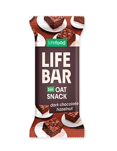 Vegan Μπάρα Βρώμης 'Μαύρη Σοκολάτα & Φουντούκι' Lifebar - Χωρίς Γλουτένη (40γρ) Lifefood